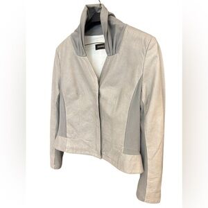 Danier M EUC Women's Gray Leather/cotton high neck contemporary/modern Jacket